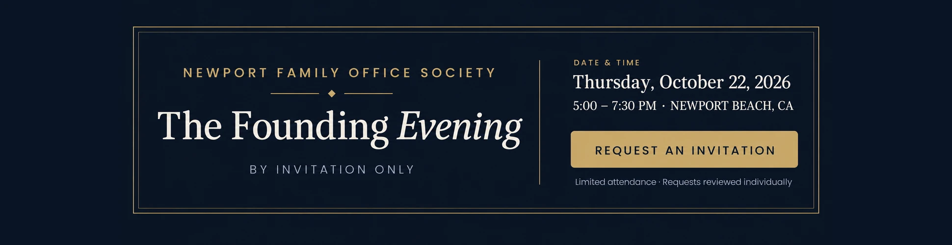 The Founding Evening - Newport Family Office Society — Newport Family Office Society